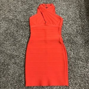Orange Rayon Bandage dress
